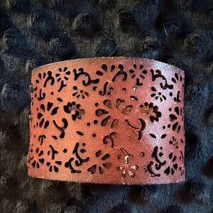 Brown Floral Cutout Cuff Bracelet